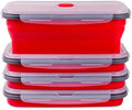 Collapsible Food Storage Containers with Airtight Lid & Air Vent, 40.5 oz, Kitchen Stacking Silicone Collapsible Meal Prep Container Set for Leftover, Microwave Freezer Dishwasher Safe, Red, Set of 4 by Annaklin