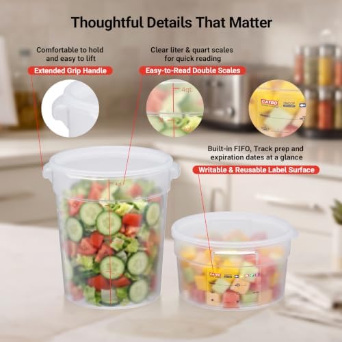 2 Pack 2QT Commercial Round Food Storage Containers with Lids - Image 3