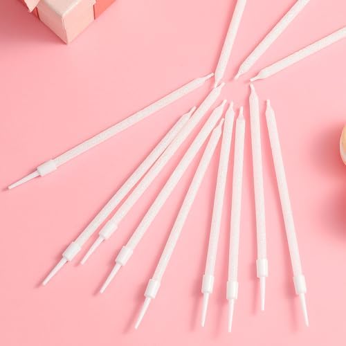 PHD CAKE Iridescent White Long Thin Metallic Birthday Candles, Cake Candles, Birthday Parties, Wedding Decorations, Party Candles - Image 3