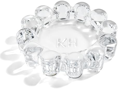 khtumeware Chic Clear Bubble Glass Candle Dish – Modern Clear Glass Candle Holder for Tealights & Diffusers, Decorative Tray for Home & Tabletop Decor（1 Pack） by khtumeware