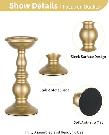 NUPTIO Gold Candle Holder for Table: Candle Centerpieces for 3" Pillars - Image 6