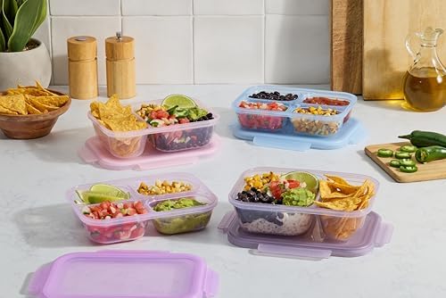 Ello Snap & Nest 2 Cup Divided Plastic Snack Containers, 10 Pc,Berry Fields - Image 2