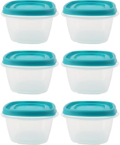 Food Storage Containers, Rubber Maid, Green, 2 Cup Food Storage Containers, 12 Piece Set, Easy Find Lids, 6 Containers, 6 Lids by Utensilux