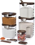 ProKeeper+ Airtight Food Storage Container Set – Clear Plastic Flour and Sugar Canister Set with Magnetic Accessories for Kitchen Organization (Brown, 9-Piece) by Unknown
