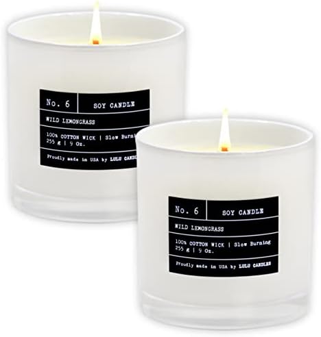 Lulu Candles | Wild Lemongrass | Luxury Scented Soy Jar Candle | Hand Poured in The USA | Highly Scented & Long Lasting (9 Oz. 2 Pack) by LULUCANDLES