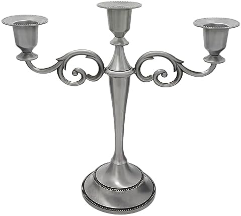 3-Arm Metal Candelabra Candle Holder Table Centerpiece,Pewter by Viscacha