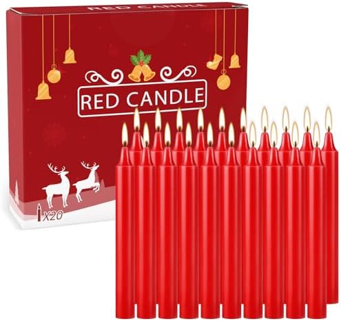 YOROXRG Set of 20 Red Candles –Spell Chime Candles for Christmas,Household, Wedding, Rituals, Prayer, Birthdays, Meditation, Altar,Party and Home Décor Candlesticks - 4 Inch Tall, Unscented (Red) - Image 2