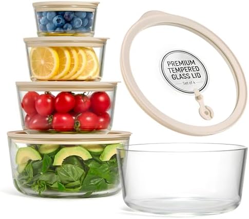 Vase & Vessel Glass Nesting Bowls, Circular, Set of 4, Clear/Beige by VaseVessel