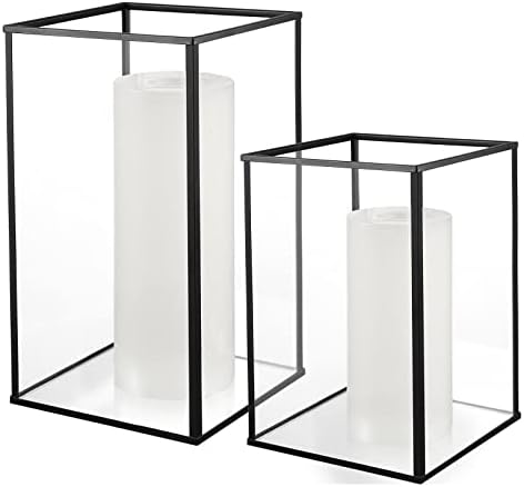Phosphor Hurricane Camdle Holder Set of 2 Pieces, Black Glass Candle Holder for Wedding, Party, Holiday. - Image 3