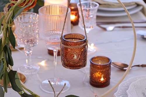 24 Pcs Amber Votive Tealight Candle Holders, Fall Christmas Decorations - Image 2