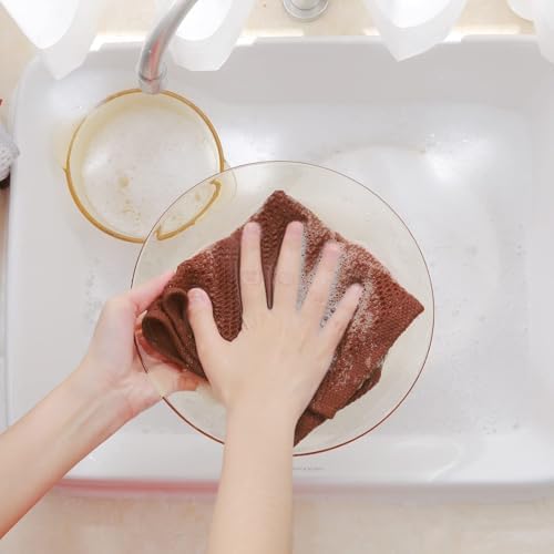 Homaxy 100% Cotton Waffle Weave Kitchen Dish Cloths 18-Pack, Rust - Image 4