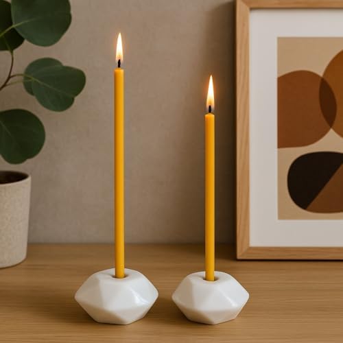 Set of 2 Small White Ceramic Candleholders for Votprof Slim Taper Candles, Durable, Modern Design - Image 6