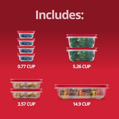 Rubbermaid EasyStore Large Containers, Set, Food Storage Containers with Lids, 18-Piece (Pack of 2) - Image 6