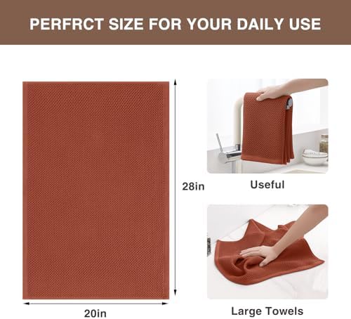 Homaxy 100% Cotton Oversized Waffle Weave Kitchen Towels 4-Pack, Rust - Image 3