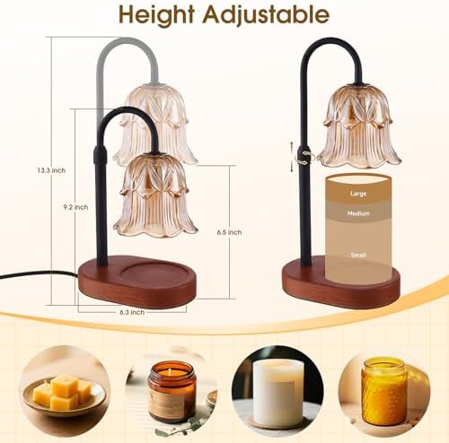 Candle Warmer Lamp Adjustable Timer Electric－Amber Flower Shaped Melting Wax Lamp - Image 6