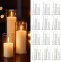 Homjoy 72 PCS White Pillar Candles with Glass Candle Holders Clear Hurricane Candle Holders Glass Cylinder Vases for Centerpieces Wedding Party, Event, Home Office (36 Candles+36 Candle Hoders) by Homjoy