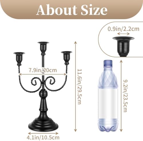 Sziqiqi Black Candelabra Candle Holder for Halloween, 3 Arms Candelabra - Image 5