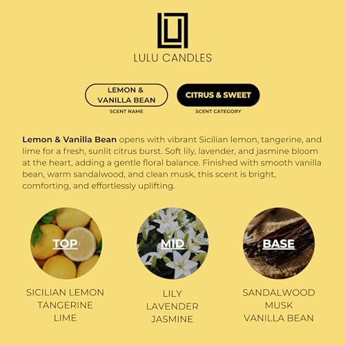 Lulu Candles | Lemon & Vanilla Bean | Luxury Scented Soy Jar Candle | Hand Poured in The USA | Highly Scented & Long Lasting (9 Oz.) - Image 4