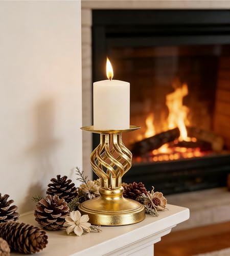 Vintage Metal Pillar Candle Holder for Table Decor - Image 6