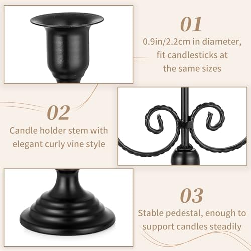 Sziqiqi Halloween Candelabra Candle Holder: 3 Arms Black Candelabra - Image 6