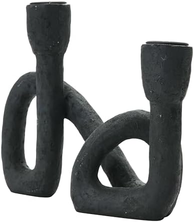 Bloomingville Decorative Resin Double Taper Candle Holder, Black (Pack of 8) - Image 6