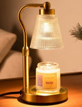 Candle Warmer Lamp for Jar Candles, Height Adjustable & Dimmable with 2/4/8H Timer, 2 * 50W Halogen Wax Melter Warmer for Home Office Décor, Flameless & Smokeless, Gift for Women Mom,Gold-Clear by Unknown
