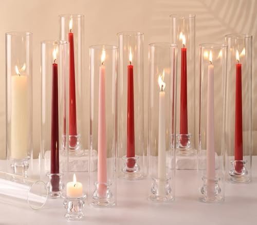 Volens Hurricane Glass Candle Holders- Set of 12 Candlestick Holders 14" H by VolensLightUpYourLife