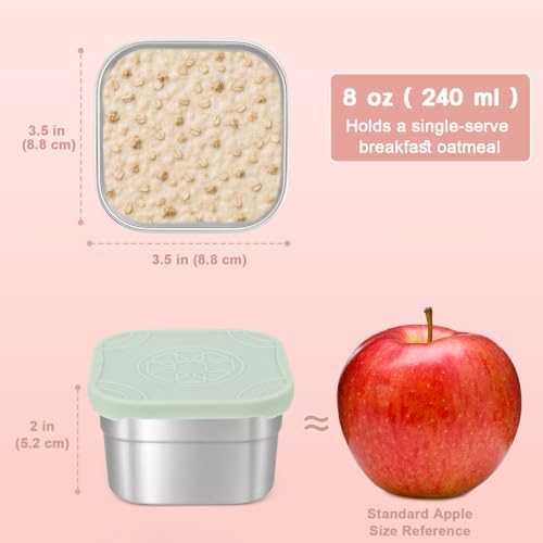 Caperci 3-Pack Stainless Steel Snack Containers with Silicone Lids - 8oz Leak-Proof Small Food Containers for Snacks Condiments - Large Salad Dressing Containers, Reusable & BPA-Free - Image 2