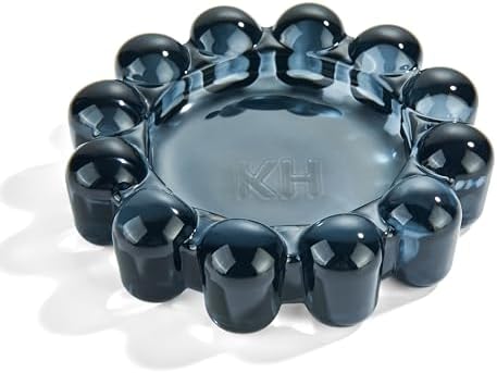 khtumeware Black Bubble Glass Candle Dish – Modern Clear Glass Candle Holder for Tealights & Diffusers, Decorative Tray for Home & Tabletop Decor（1 Pack） by khtumeware