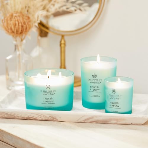 Chesapeake Bay Candle Mind & Body 3-Wick Coffee Table Jar Candle Nourish + Renew (Coconut & Sandalwood) - Image 5