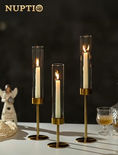 NUPTIO Hurricane Candle Holder for Centerpiece, Set of 6 Candlestick Holder - Image 4