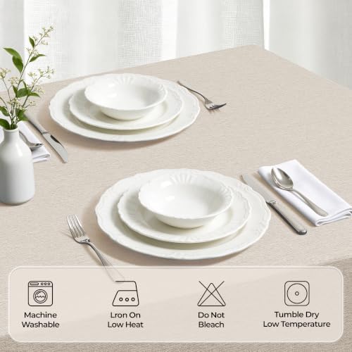 Decorelia Cream Linen Textured Tablecloth Rectangular 52 x70 Inch - Image 3