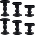 6-Piece Set of Black Glass Candlestick, Crystal Candlestick Holder Holder and Conical Candle, Christmas Candle Holder Decoration, Family Living Room Wedding Candle Holder (black2sets) by BTGLLAS