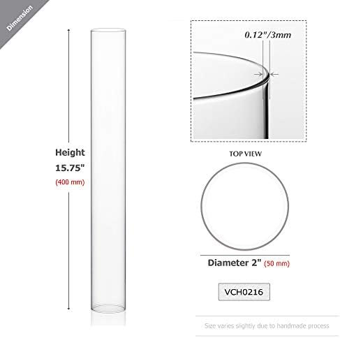 WGVI Hurricane Candle Holder Sleeve, Wide 2", Height 16", Clear Glass Cylinder Candleholder, Chimney Tube, Open Ended Candle Shade, 24 Pieces Bulk - Image 2