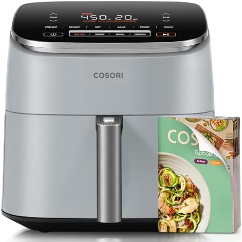 Cosori TurboBlaze 6 Qt Air Fryer, Ceramic Coating, 9-in-1, Light Gray by Cosori