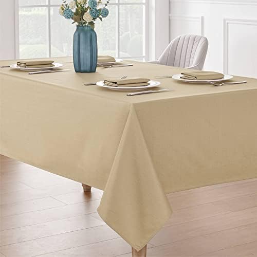 Veblandy Faux Linen Rectangle Tablecloth Waterproof 60x144 inch Table Cloth Stain and Wrinkle Resistant Washable, Decorative Fabric Table Cover for Dining, Kitchen, Wedding and Parties, Coffee - Image 5