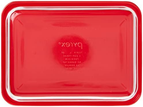 Pyrex 3-Cup Single Rectangular Glass Food Storage Container with Lid, Non-Toxic, BPA-Free Lid, Tempered Non-Pourous Glass, Microwave, Dishwasher, Freezer and Oven Safe, Red - Image 4