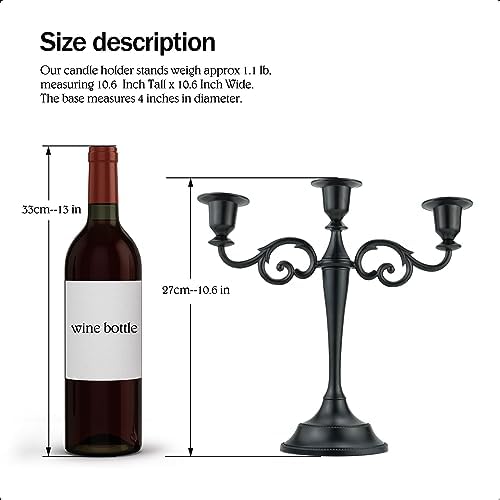 3-Arm Black Metal Candelabra Halloween Centerpiece Taper Holder - Image 2