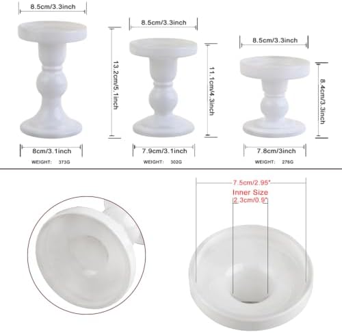 6-Piece Set of White Glass Candlestick, Crystal Candlestick Holder Holder and Conical Candle, Christmas Candle Holder Decoration, Family Living Room Wedding Candle Holder (white2sets) - Image 2