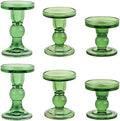 6-Piece Set of Green Glass Candlestick, Crystal Candlestick Holder Holder and Conical Candle, Christmas Candle Holder Decoration, Family Living Room Wedding Candle Holder (green2sets) by BTGLLAS