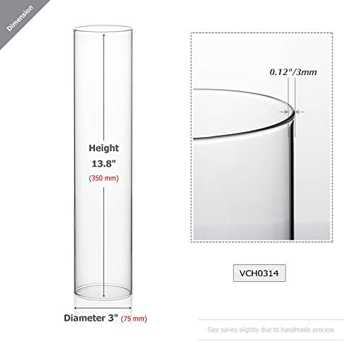 WGVI Hurricane Candle Holder Sleeve, Wide 3", Height 14", Clear Glass Cylinder Candleholder, Chimney Tube, Open Ended Candle Shade, 12 Pieces Bulk - Image 2
