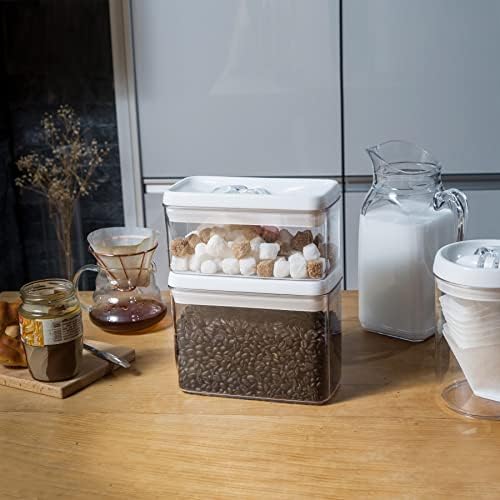 Felli Flip Tite Food Storage Container with Lid 4” RECTANGLE Airtight Ring Flip Lock Top, Stackable Acrylic Canister Set for Kitchen Fridge Pantry Organizer, Veggie Fruit Tea Bag Snack (1.1 qt) - Image 6