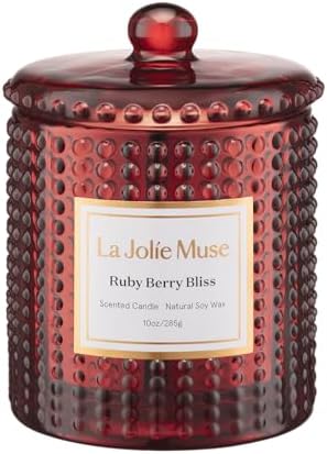 LA JOLIE MUSE Ruby Berry Bliss Scented Candles for Home, Natural Soy 55 Hrs by LaJol%C3%ADeMuse