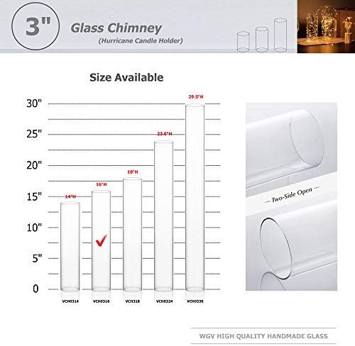 WGVI Hurricane Candle Holder Sleeve, Wide 3", Height 16", Clear Glass Cylinder Candleholder, Chimney Tube, Open Ended Candle Shade, 12 Pieces Bulk - Image 3