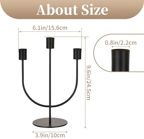 Sziqiqi Black Candelabra Candle Holders Set of 2, 3 Arm Candelabra - Image 4