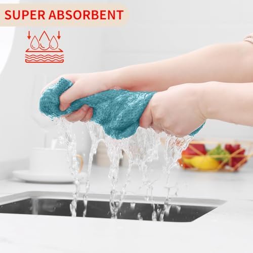 Homaxy 100% Cotton Waffle Weave Kitchen Dish Cloths 18-Pack, Lake Blue - Image 3