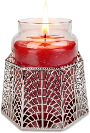3 Wick Candle Holder, Shell Design Candle Jar Holder for 4-Inch Diameter Jars (5.25" D x 3.5" H), Rose Gold Metal, Coastal Decor - Image 3