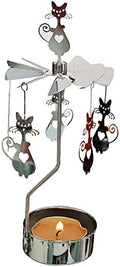 kingnero Rotary Candle Holder Spinning Candleholder Tea Light Candle Powered Carousel Small Gift Cat Stainless Steel by kingnero
