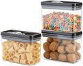 Felli Flip Tite Storage Container with Lid 4” RECTANGULAR Airtight Ring Flip Top, Stackable Kitchen Counter Pantry Organizer Acrylic Canister Jar for Pasta Spaghetti Cereal Granola Coffee (1.9qt) by Felli