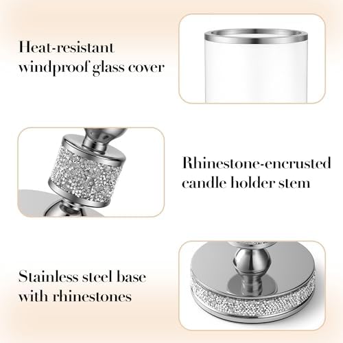 Hurricane Candle Holder, 15.9" Tall Metal Candle Stand, Glass Pillar Holder - Image 5